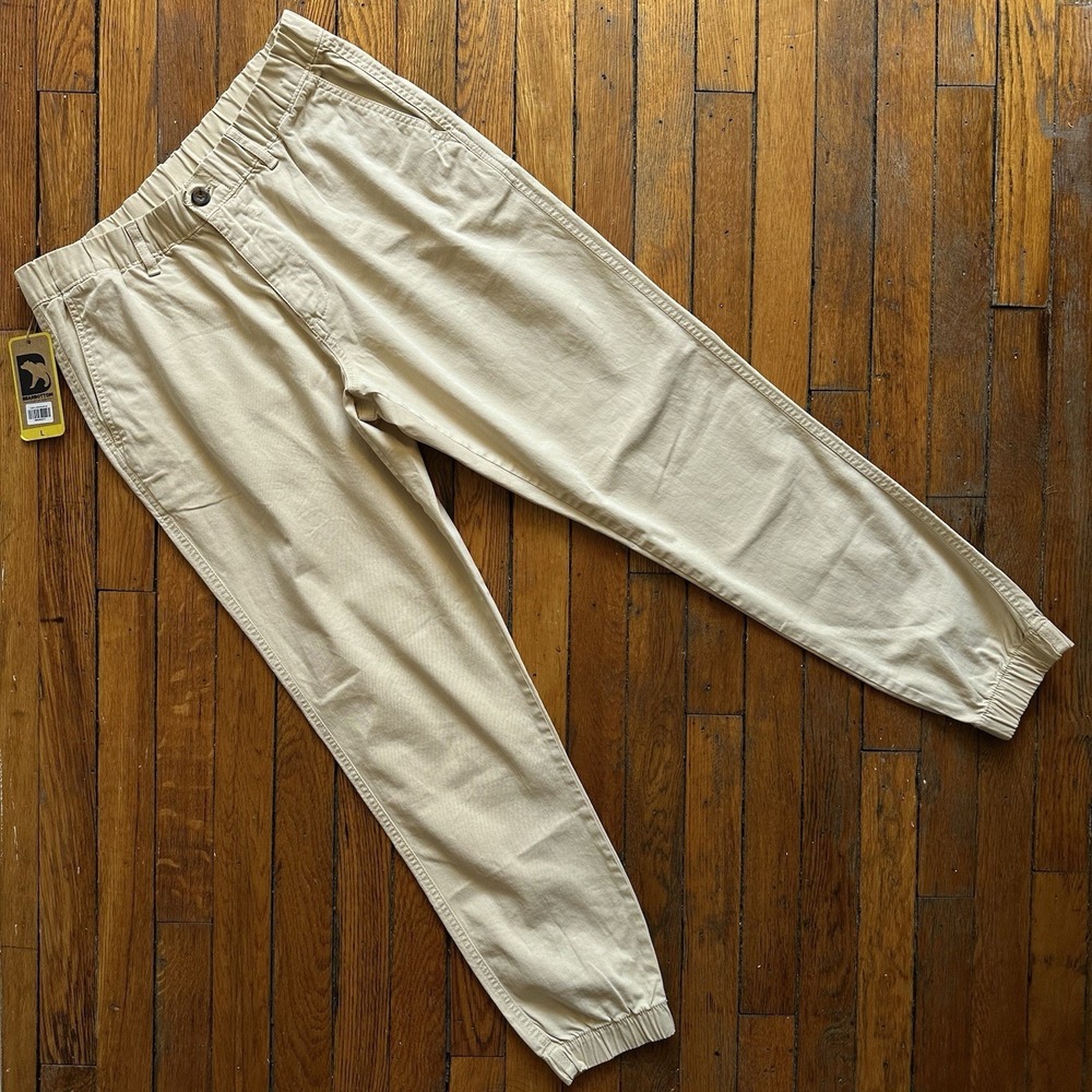 NWT Bearbottom Men's M Dune Beige Stretch Twill Jogger Pants